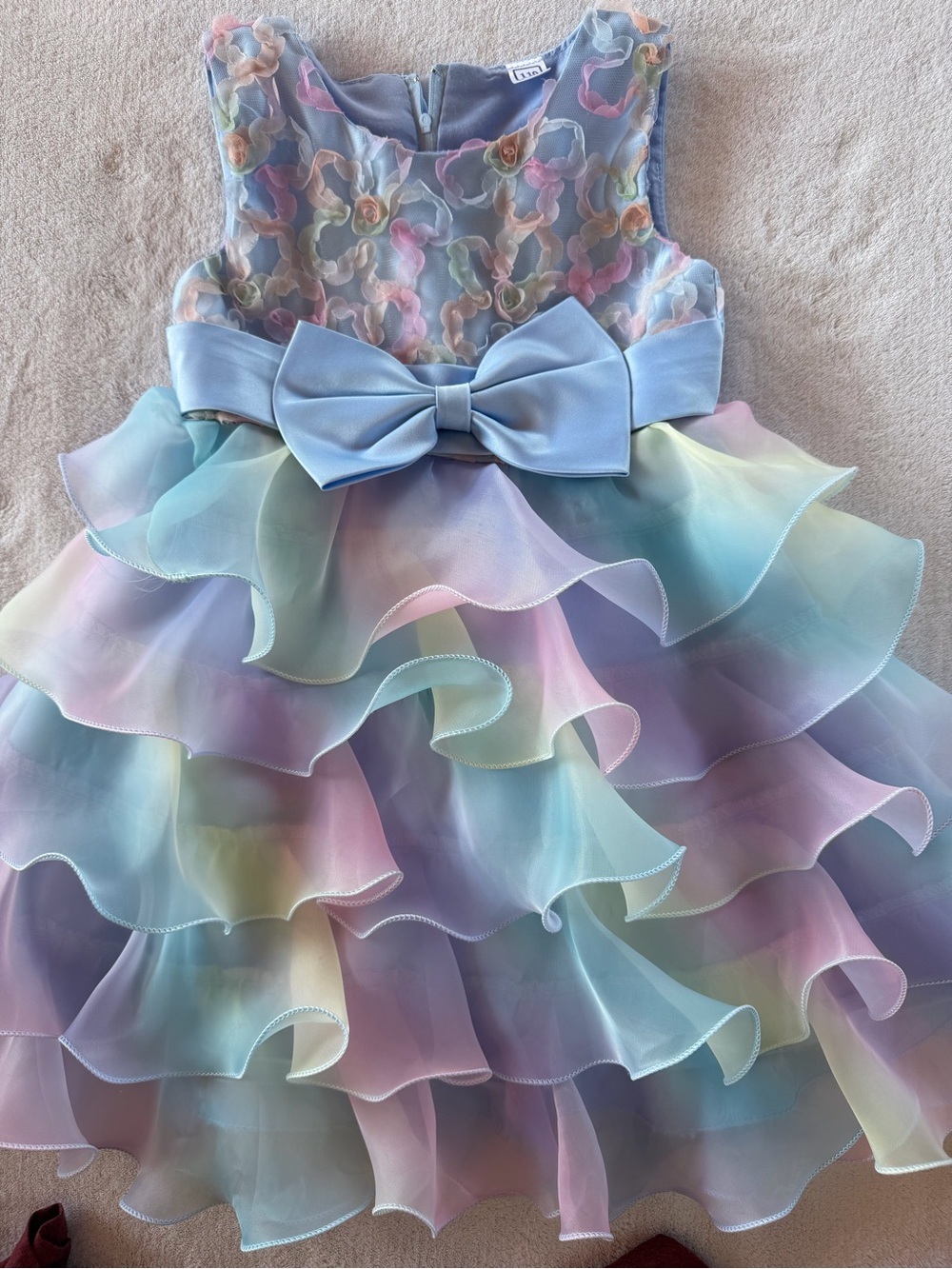 SHEIN Pastel Ruffle Bow Party Dress for Girls - Blue, Pink, Lavender Size 110 4T - Picture 11 of 11
